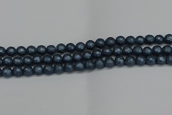 CSB1973 15.5 inches 10mm faceted round matte shell pearl beads