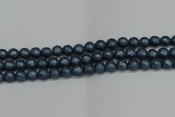 CSB1974 15.5 inches 12mm faceted round matte shell pearl beads