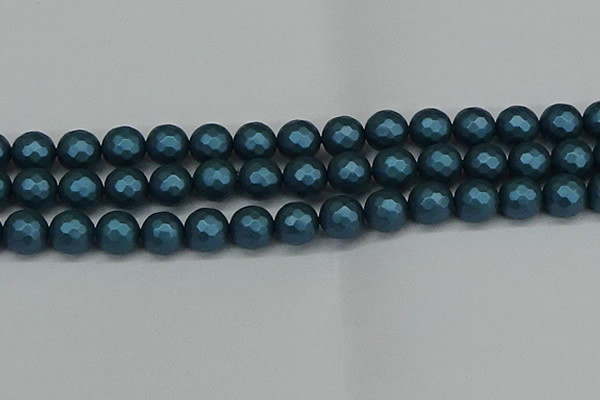 CSB1984 15.5 inches 12mm faceted round matte shell pearl beads