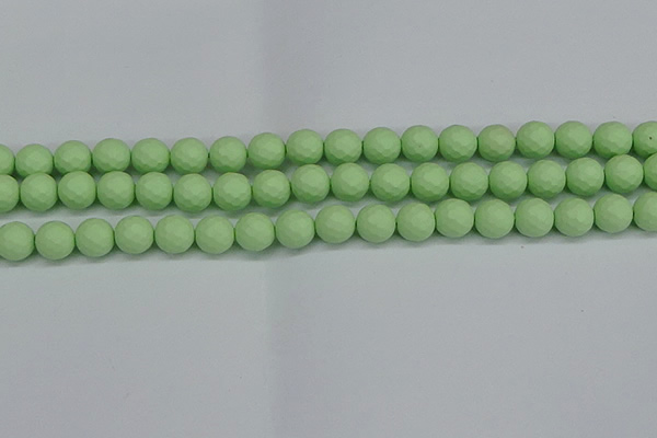 CSB1992 15.5 inches 8mm faceted round matte shell pearl beads