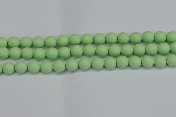 CSB1994 15.5 inches 12mm faceted round matte shell pearl beads