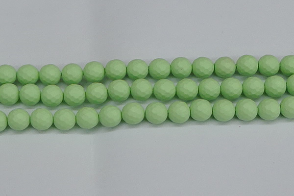 CSB1995 15.5 inches 14mm faceted round matte shell pearl beads