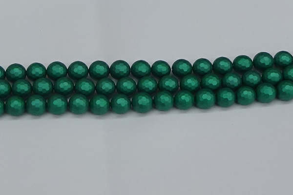 CSB2003 15.5 inches 10mm faceted round matte shell pearl beads