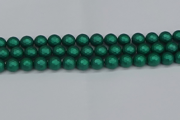 CSB2004 15.5 inches 12mm faceted round matte shell pearl beads