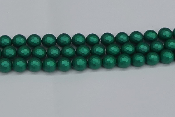 CSB2005 15.5 inches 14mm faceted round matte shell pearl beads