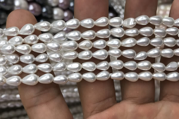 CSB2123 15.5 inches 4*7mm teardrop shell pearl beads wholesale