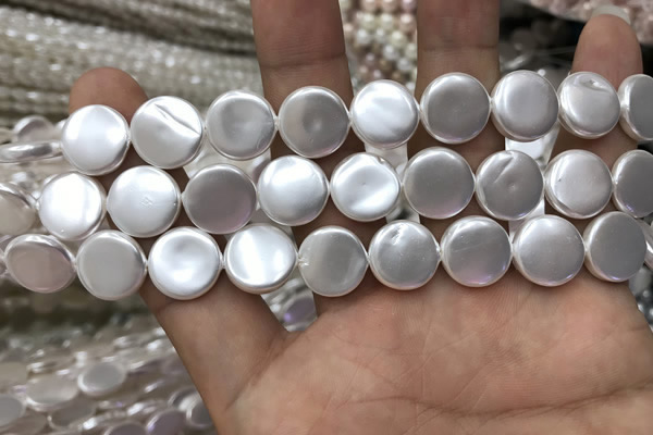 CSB2137 15.5 inches 12mm coin shell pearl beads wholesale