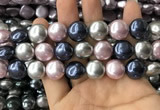CSB2153 15.5 inches 16mm flat round mixed shell pearl beads