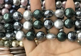 CSB2154 15.5 inches 16mm flat round mixed shell pearl beads