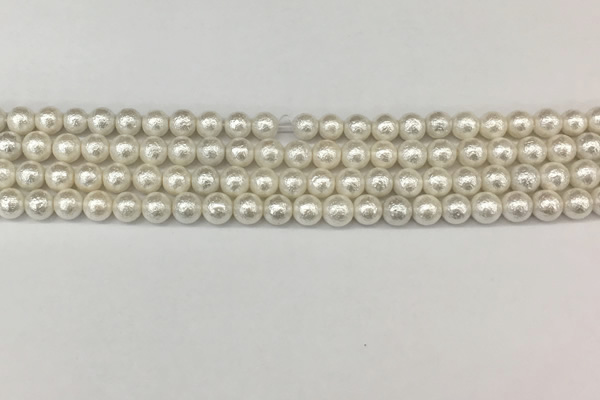 CSB2200 15.5 inches 4mm round wrinkled shell pearl beads wholesale