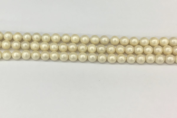 CSB2210 15.5 inches 4mm round wrinkled shell pearl beads wholesale
