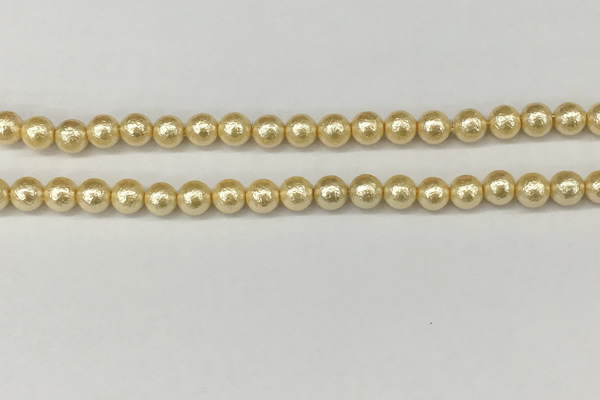 CSB2220 15.5 inches 4mm round wrinkled shell pearl beads wholesale