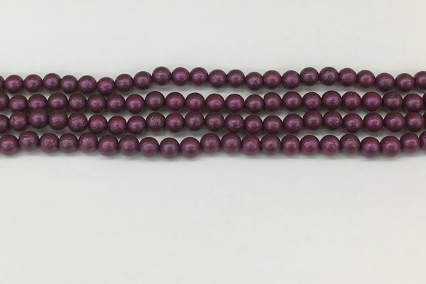 CSB2250 15.5 inches 4mm round wrinkled shell pearl beads wholesale