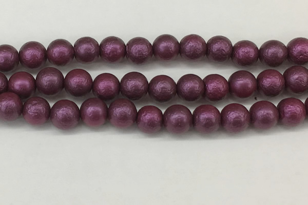 CSB2255 15.5 inches 14mm round wrinkled shell pearl beads wholesale