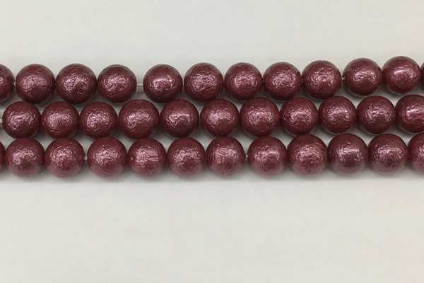 CSB2264 15.5 inches 12mm round wrinkled shell pearl beads wholesale