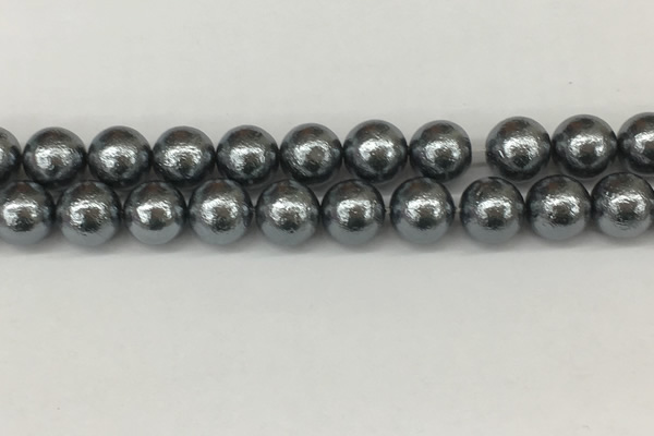 CSB2295 15.5 inches 14mm round wrinkled shell pearl beads wholesale
