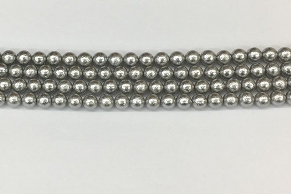 CSB2300 15.5 inches 4mm round wrinkled shell pearl beads wholesale