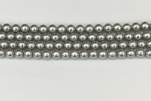 CSB2301 15.5 inches 6mm round wrinkled shell pearl beads wholesale