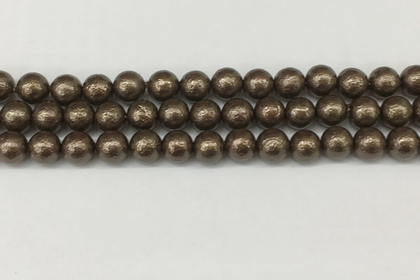 CSB2312 15.5 inches 8mm round wrinkled shell pearl beads wholesale
