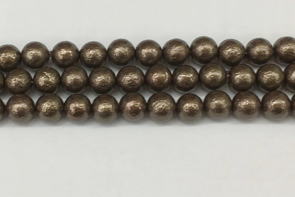 CSB2314 15.5 inches 12mm round wrinkled shell pearl beads wholesale