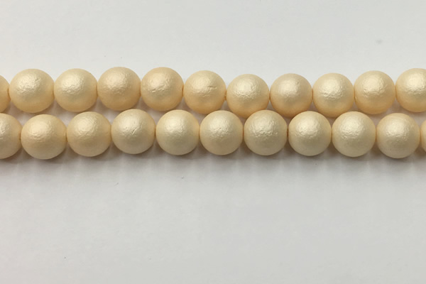 CSB2396 15.5 inches 16mm round matte wrinkled shell pearl beads