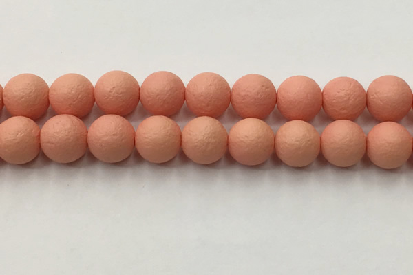 CSB2426 15.5 inches 16mm round matte wrinkled shell pearl beads