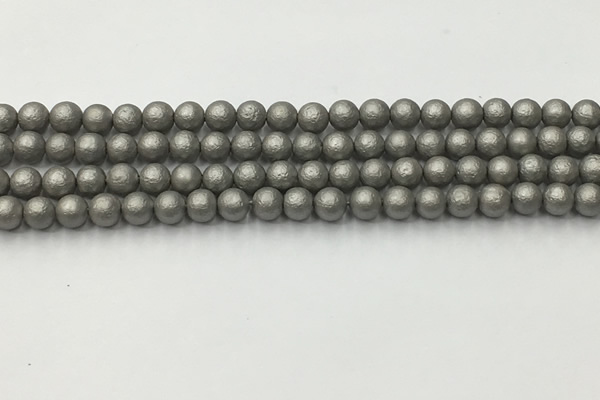 CSB2490 15.5 inches 4mm round matte wrinkled shell pearl beads