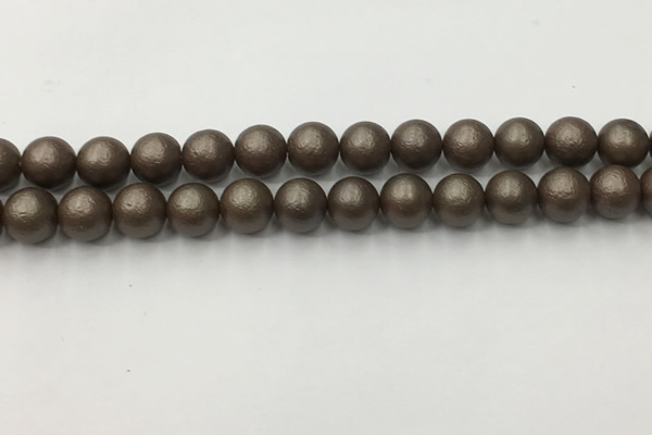 CSB2513 15.5 inches 10mm round matte wrinkled shell pearl beads