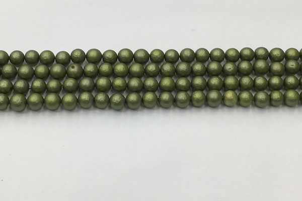 CSB2520 15.5 inches 4mm round matte wrinkled shell pearl beads