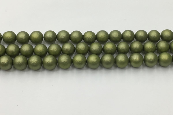 CSB2523 15.5 inches 10mm round matte wrinkled shell pearl beads