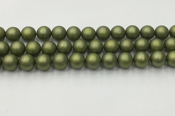 CSB2524 15.5 inches 12mm round matte wrinkled shell pearl beads