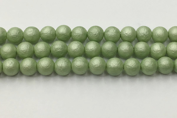 CSB2535 15.5 inches 14mm round matte wrinkled shell pearl beads