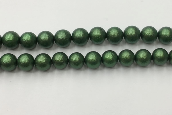 CSB2545 15.5 inches 14mm round matte wrinkled shell pearl beads