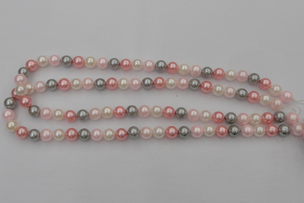 CSB303 15.5 inches 8mm round mixed color shell pearl beads