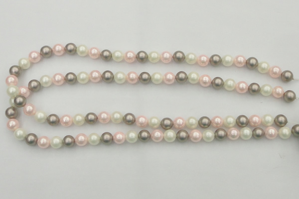 CSB313 15.5 inches 8mm round mixed color shell pearl beads