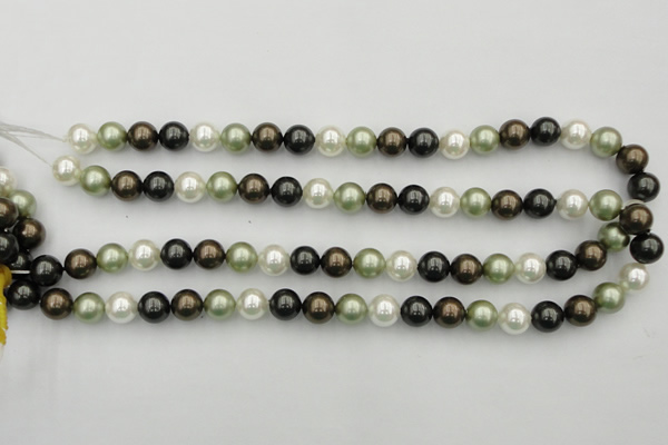 CSB337 15.5 inches 10mm round mixed color shell pearl beads