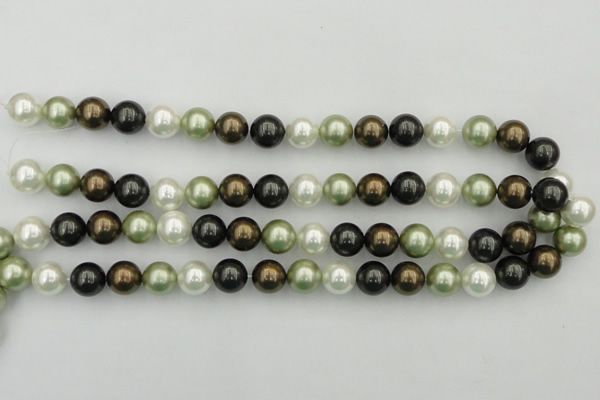 CSB362 15.5 inches 12mm round mixed color shell pearl beads