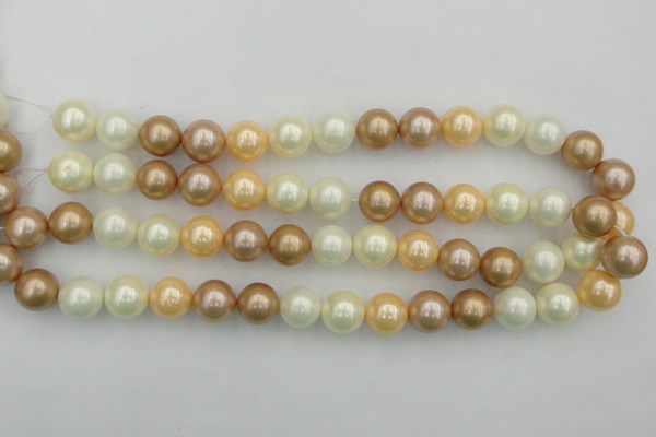 CSB371 15.5 inches 14mm round mixed color shell pearl beads