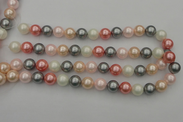 CSB376 15.5 inches 14mm round mixed color shell pearl beads
