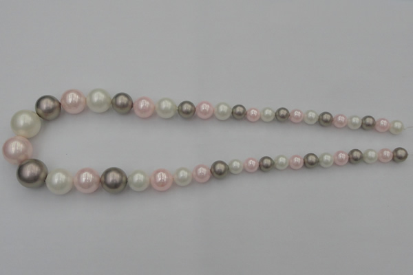 CSB406 15.5 inches 8mm - 16mm round mixed color shell pearl beads