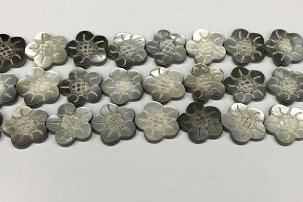 CSB4108 15.5 inches 20mm carved flower abalone shell beads