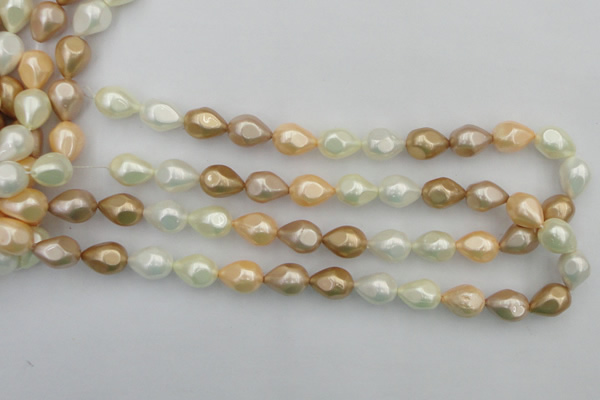 CSB415 12*15.5mm faceted teardrop mixed color shell pearl beads