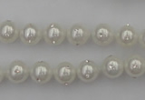 CSB425 15.5 inches 8mm round shell pearl with rhinestone beads