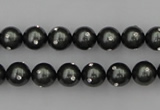 CSB438 15.5 inches 10mm round shell pearl with rhinestone beads