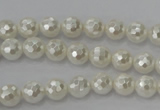 CSB450 15.5 inches 6mm faceted round shell pearl beads