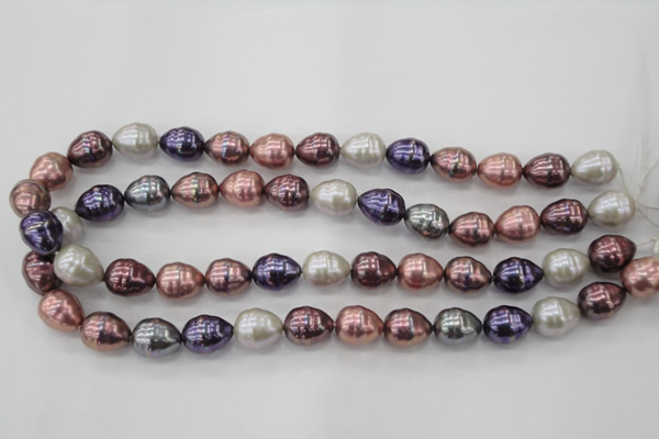 CSB553 15.5 inches 12*15mm whorl teardrop mixed color shell pearl beads