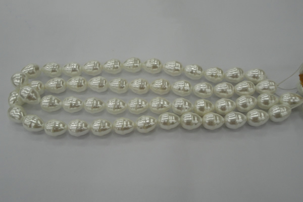 CSB557 15.5 inches 12*15mm whorl teardrop shell pearl beads