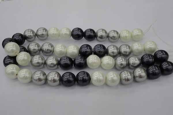 CSB650 15.5 inches 18mm whorl round mixed color shell pearl beads