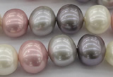 CSB694 15.5 inches 13*15mm oval mixed color shell pearl beads