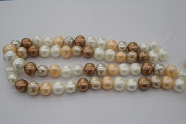 CSB695 15.5 inches 13*15mm oval mixed color shell pearl beads